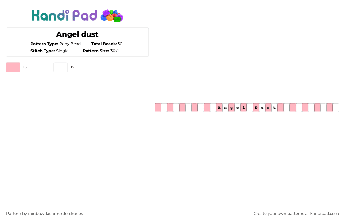 Angel dust - Pony Bead Pattern by angel_dash on Kandi Pad - pink,white