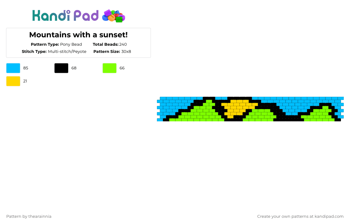 Mountains with a sunset! - Pony Bead Pattern by thearainnia on Kandi Pad - green,light blue