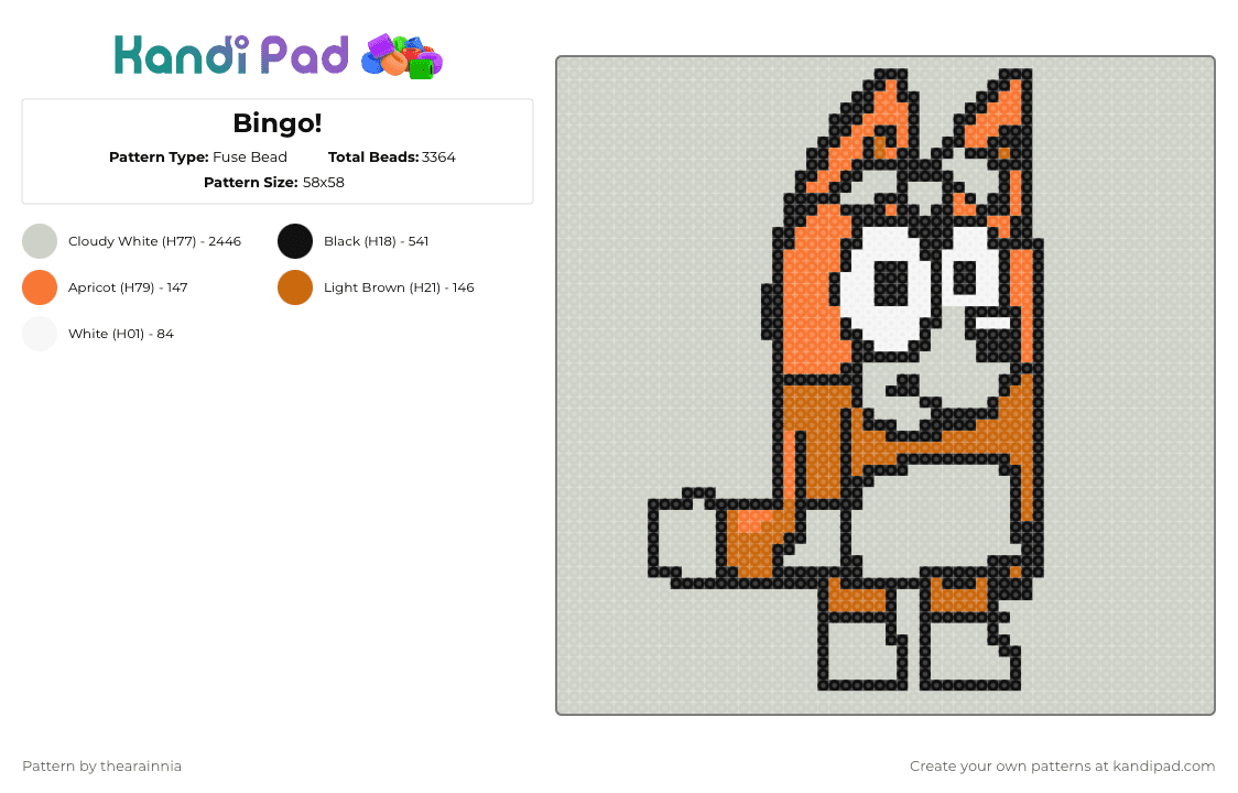 Bingo! - Fuse Bead Pattern by thearainnia on Kandi Pad - white