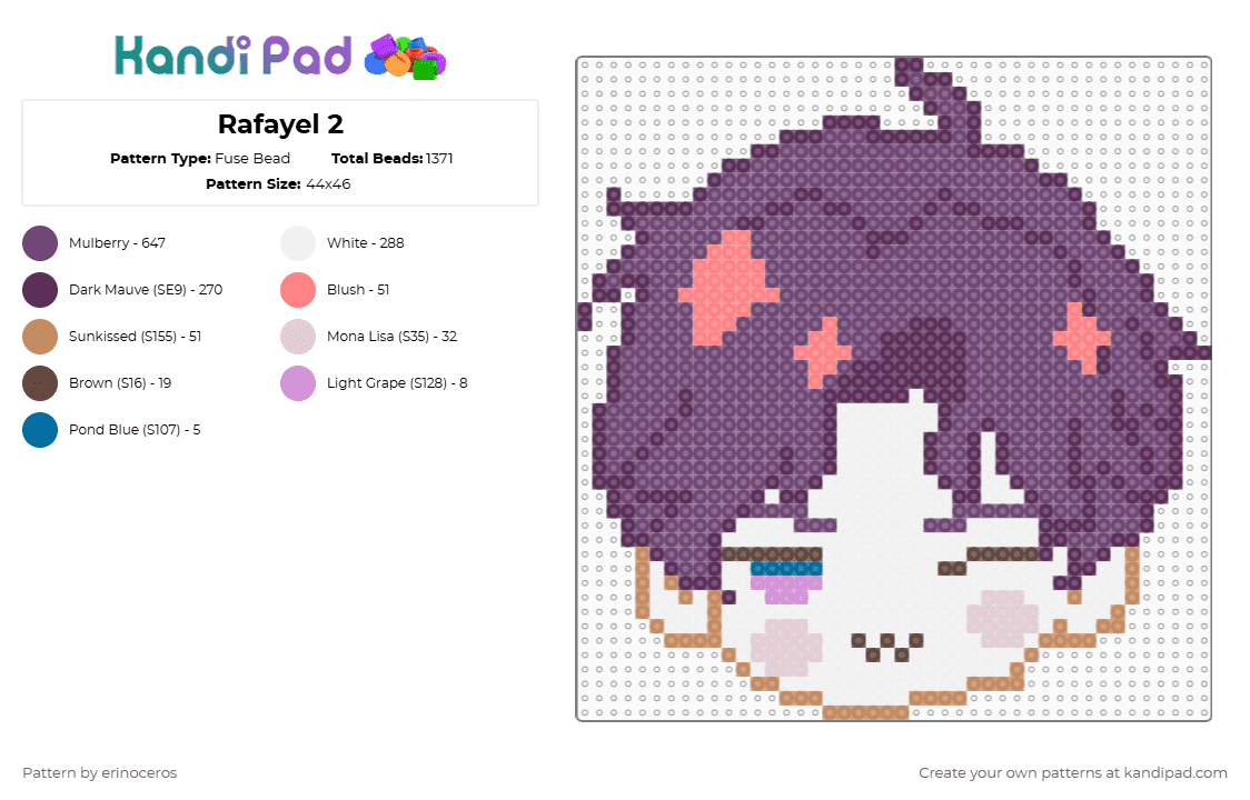 Rafayel 2 - Fuse Bead Pattern by erinoceros on Kandi Pad - pink