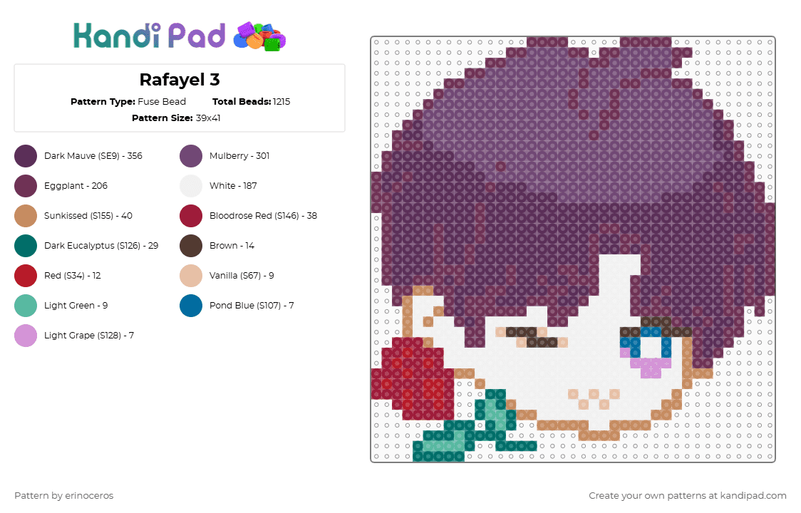 Rafayel 3 - Fuse Bead Pattern by erinoceros on Kandi Pad - pink