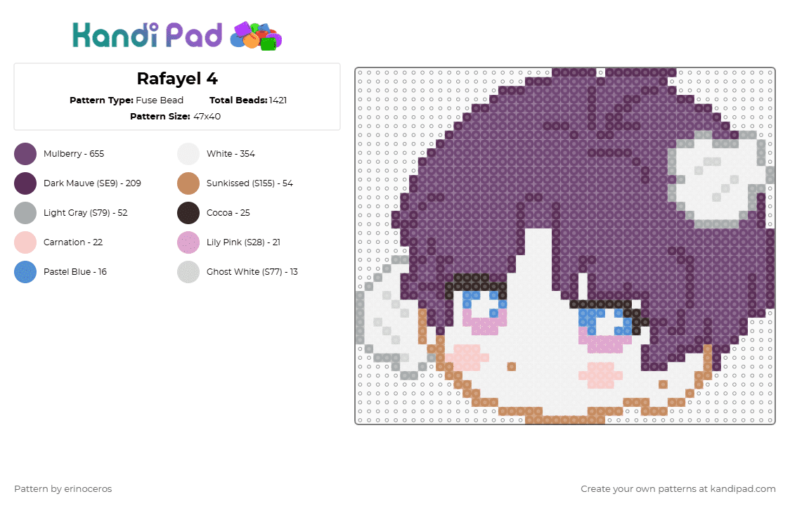 Rafayel 4 - Fuse Bead Pattern by erinoceros on Kandi Pad - pink