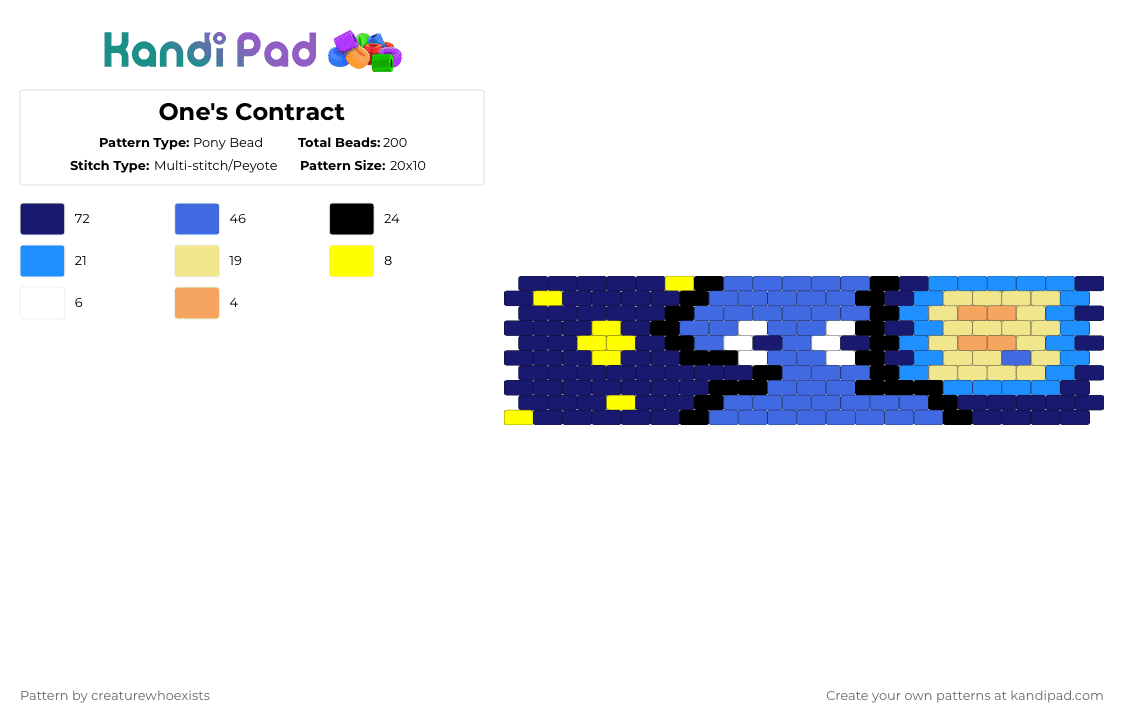 One\'s Contract - Pony Bead Pattern by creaturewhoexists on Kandi Pad - purple,blue