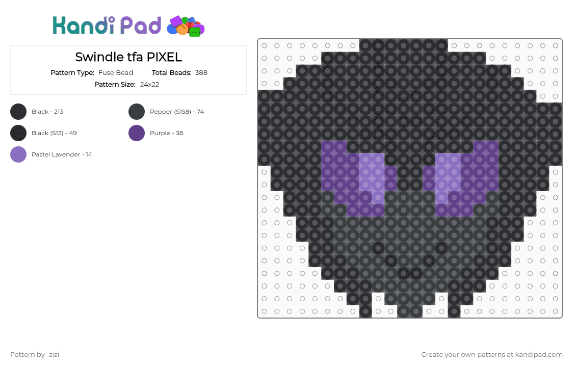 Swindle tfa PIXEL - Fuse Bead Pattern by -zizi- on Kandi Pad - black, blue, purple, transformers