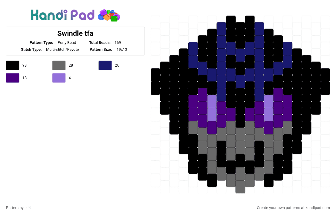 Swindle tfa - Pony Bead Pattern by -zizi- on Kandi Pad - gray, purple, transformers