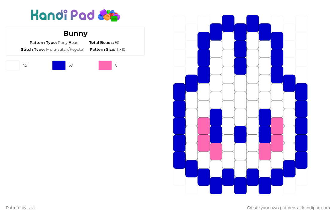 Bunny - Pony Bead Pattern by -zizi- on Kandi Pad - purple