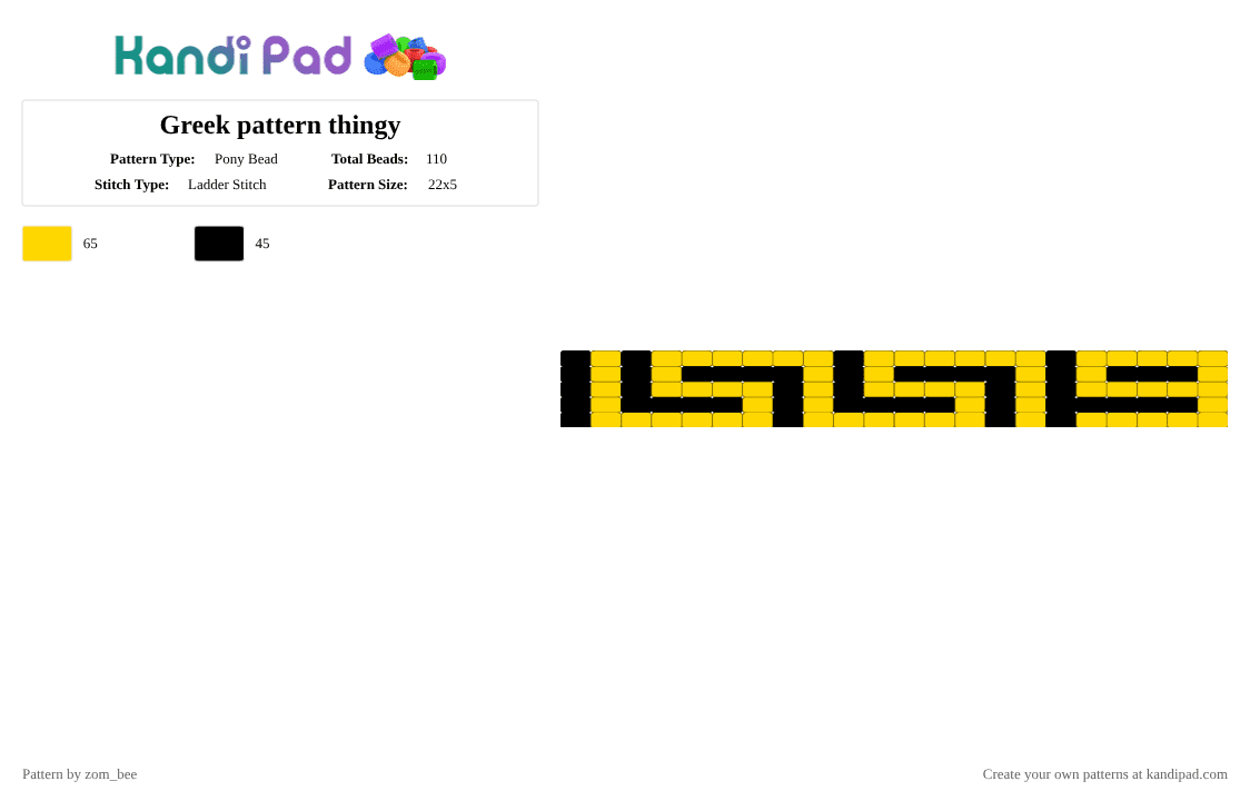 Greek pattern thingy - Pony Bead Pattern by zom_bee on Kandi Pad - yellow,black