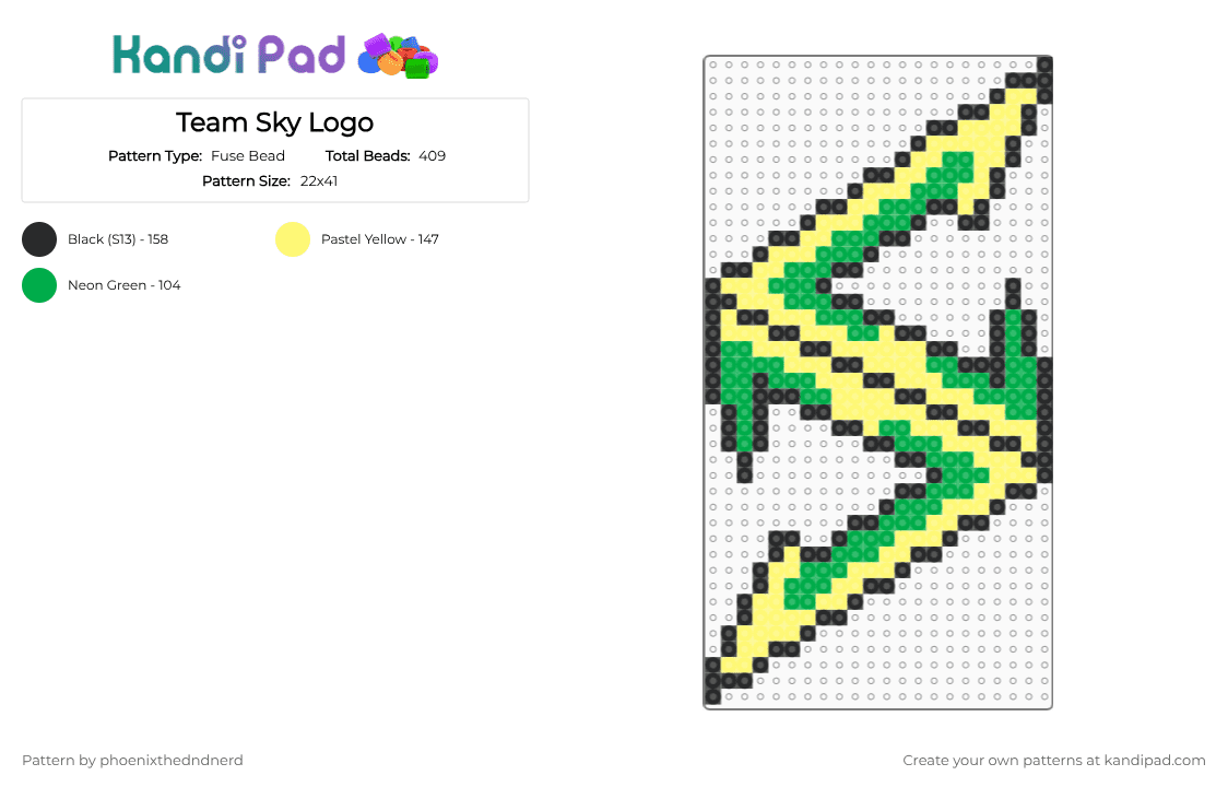 Team Sky Logo - Fuse Bead Pattern by phoenixthedndnerd on Kandi Pad - green,yellow,team sky,mandjtv,pokemon,team logo,sky,rayquaza,team sky logo,poketuber