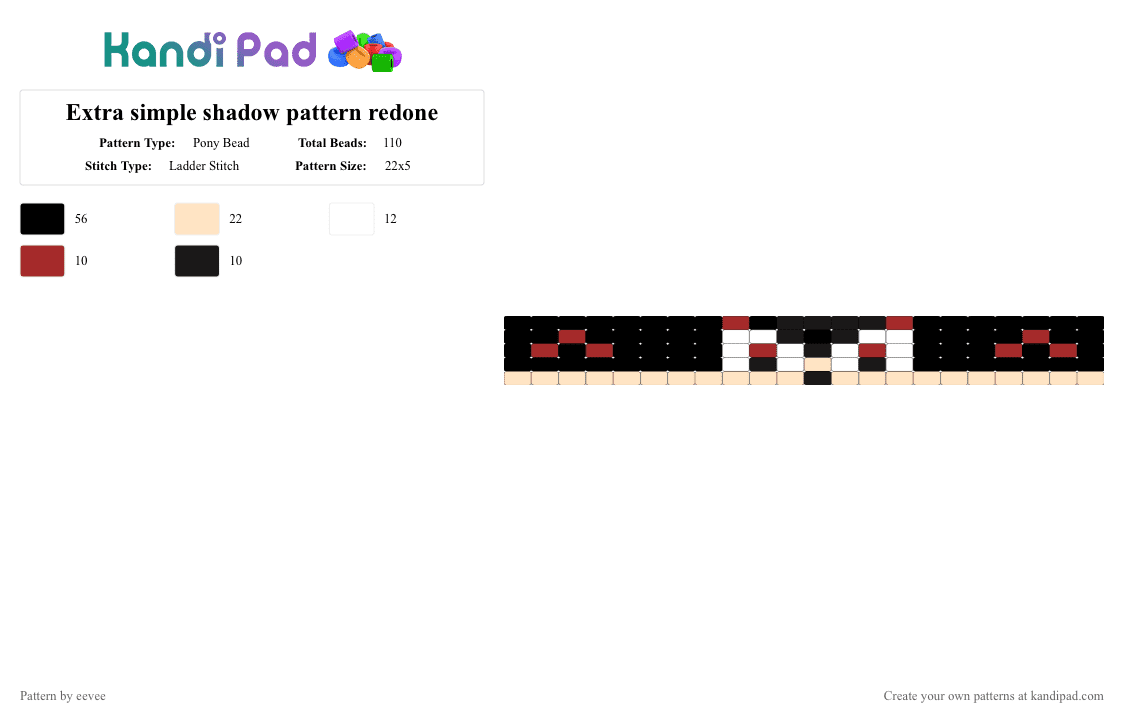 Extra simple shadow pattern redone - Pony Bead Pattern by eevee on Kandi Pad - black,red,beige