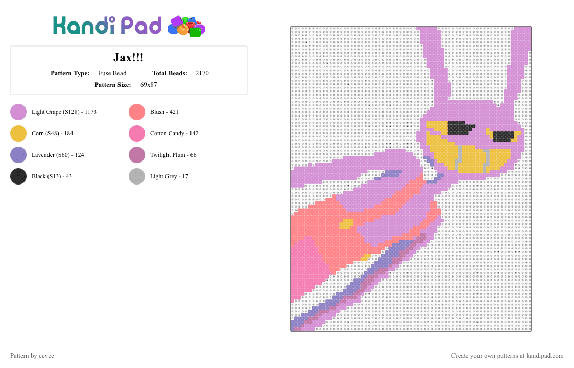 Jax!!! - Fuse Bead Pattern by eevee on Kandi Pad - pink