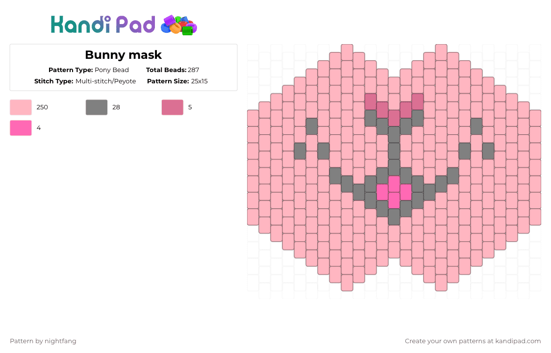 Bunny mask - Pony Bead Pattern by nightfang on Kandi Pad - pink
