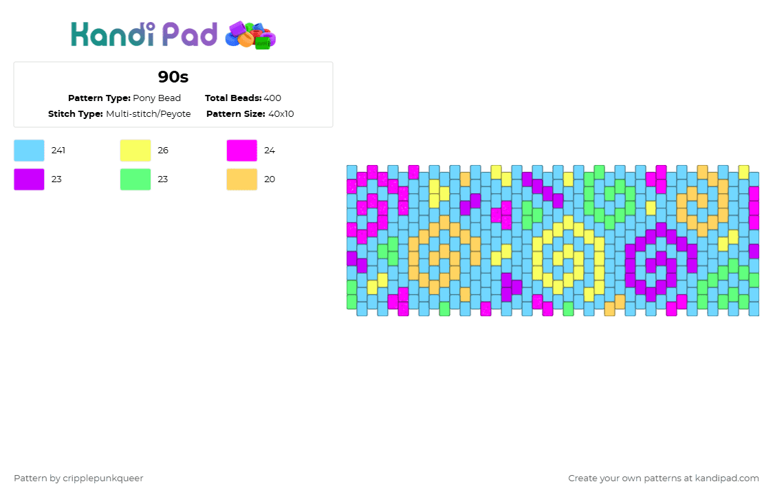 90s - Pony Bead Pattern by cripplepunkqueer on Kandi Pad - light blue