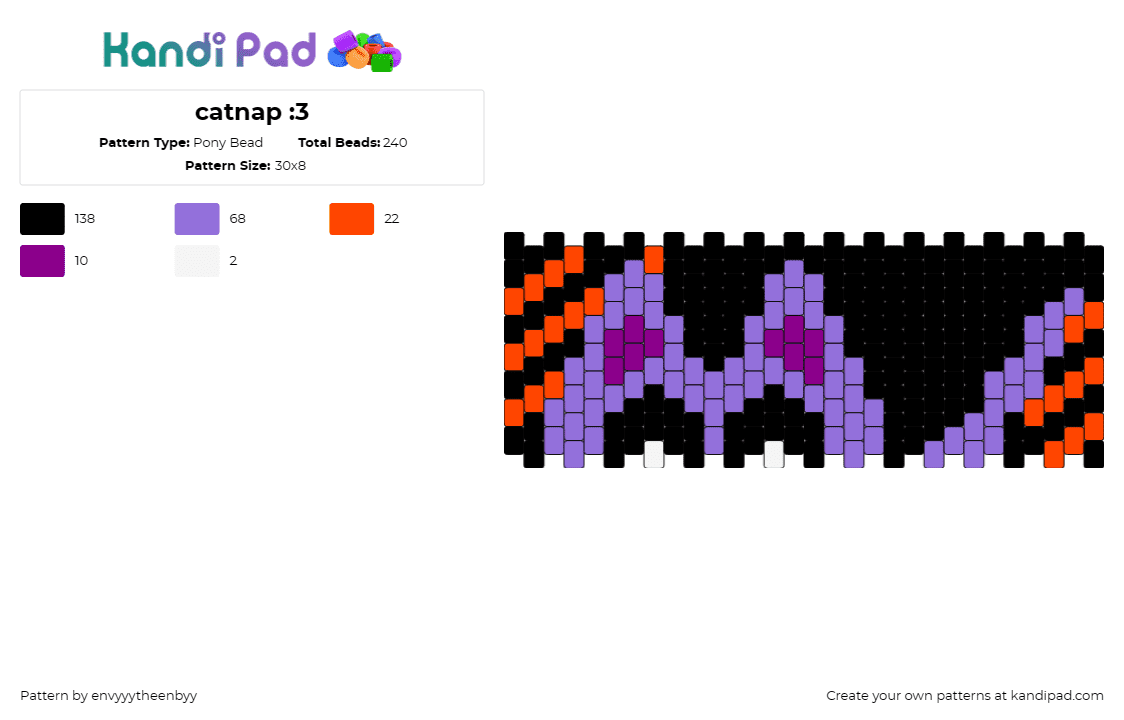 catnap :3 - Pony Bead Pattern by envyyytheenbyy on Kandi Pad - catnap,smiling critters,poppy playtime,playful,game,character,peaks,vibrant,blac