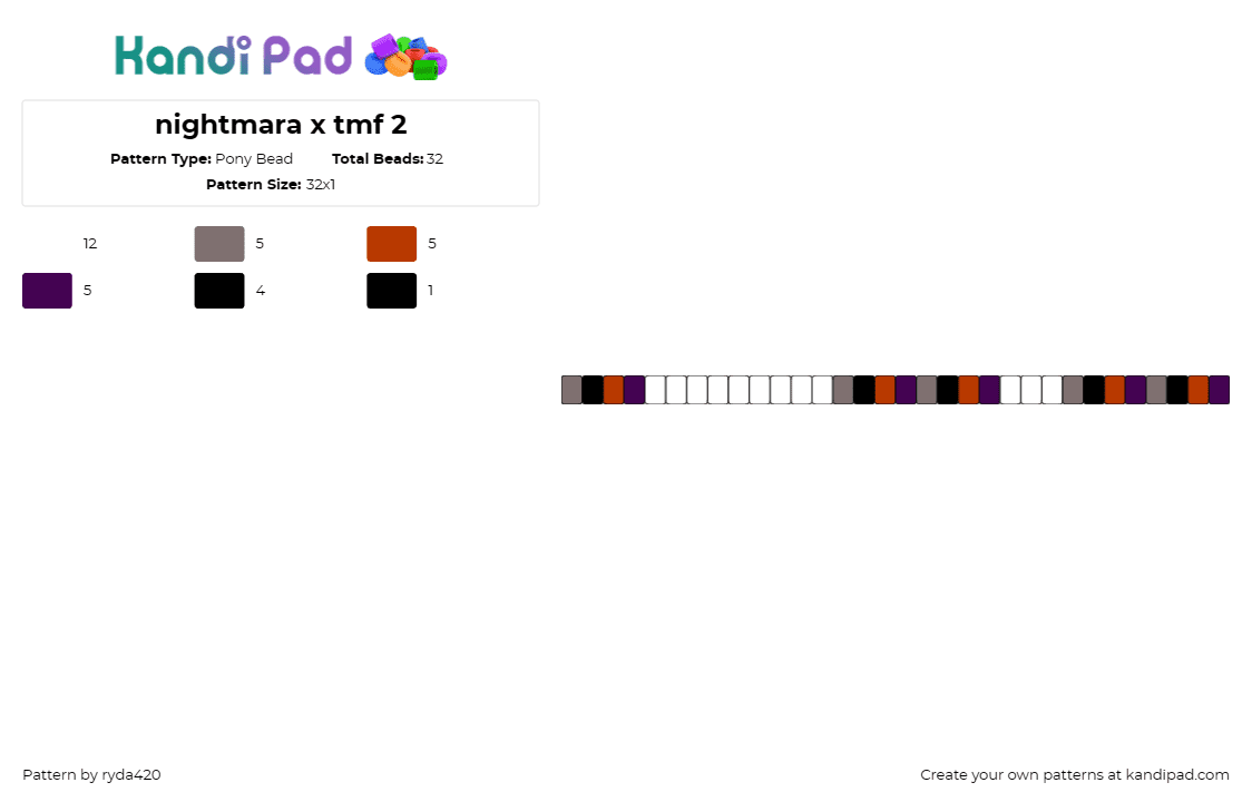 nightmara x tmf 2 - Pony Bead Pattern by ryda420 on Kandi Pad - nightmara,singles,bracelet