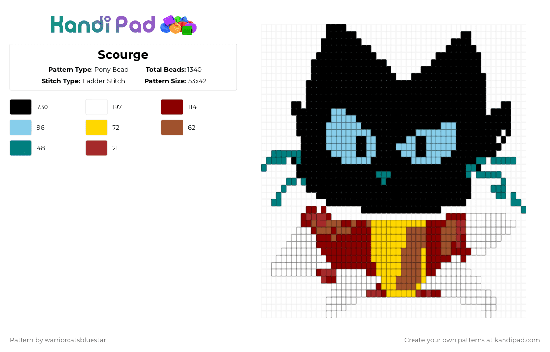 Scourge - Pony Bead Pattern by warriorcatsbluestar on Kandi Pad - black,red