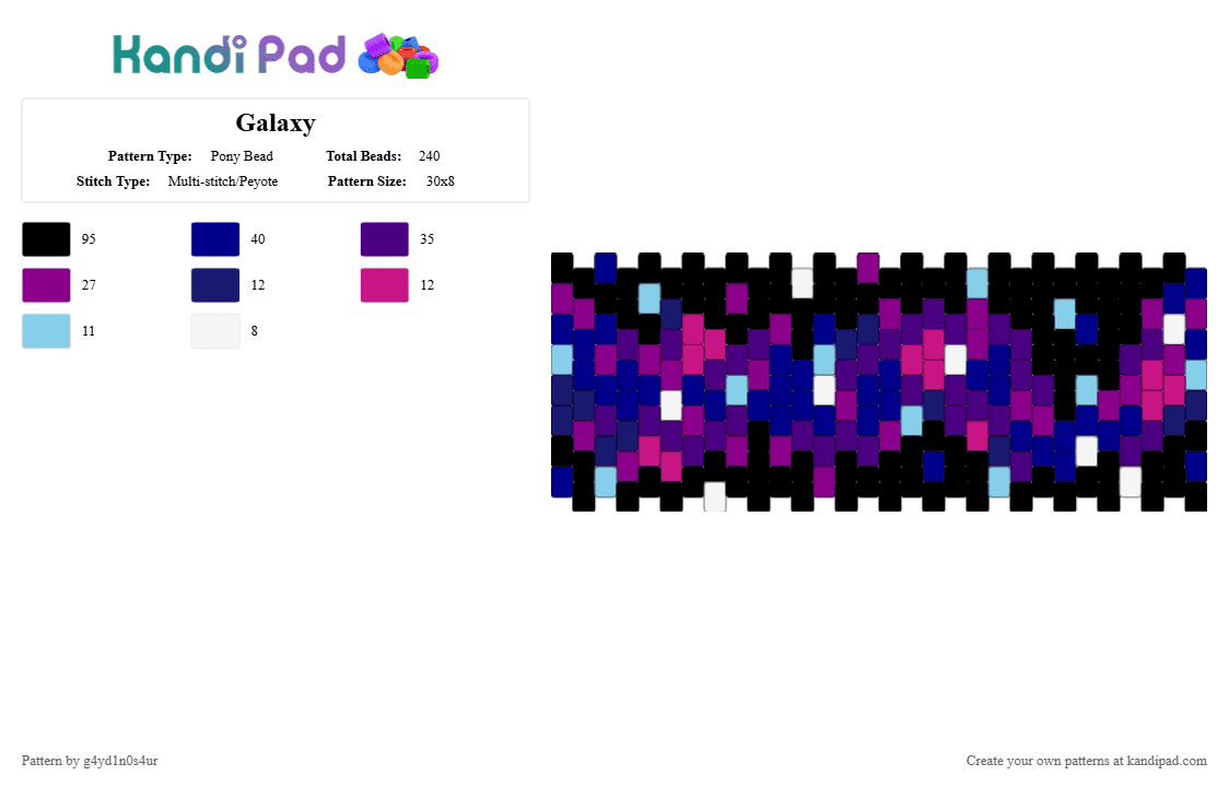 Galaxy - Pony Bead Pattern by g4yd1n0s4ur on Kandi Pad - purple,cotdgalaxyprint