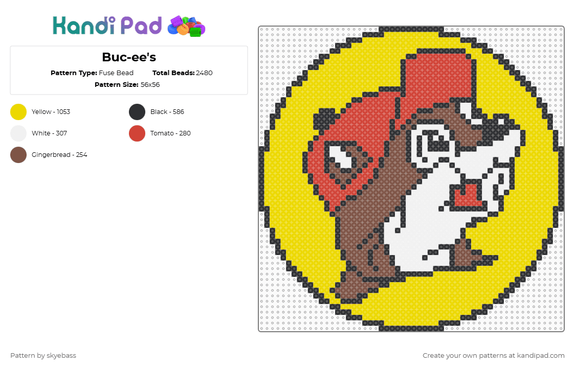 Buc-ee\'s - Fuse Bead Pattern by skyebass on Kandi Pad - yellow