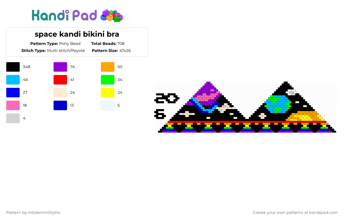 space kandi bikini bra - Pony Bead Pattern by m0dernm0rpho on Kandi Pad - black,purple,red,colorful