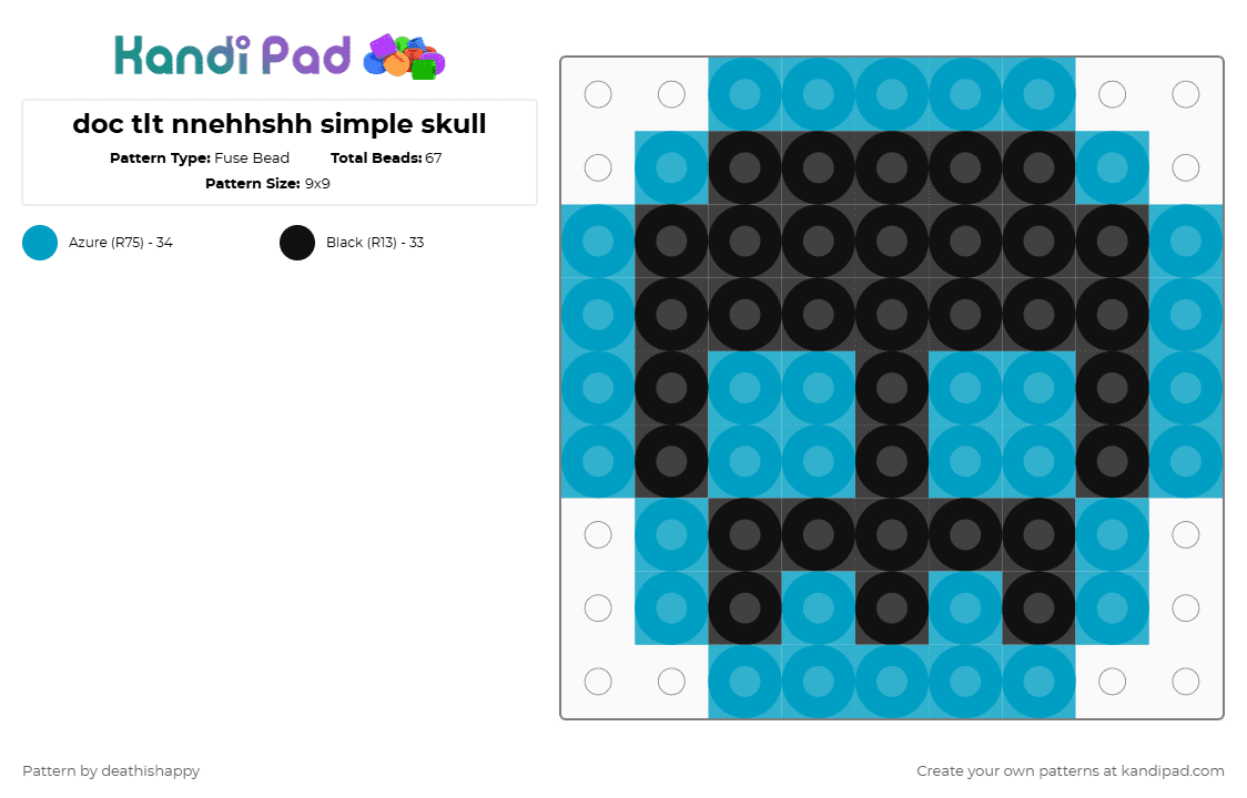 doc tlt nnehhshh simple skull - Fuse Bead Pattern by deathishappy on Kandi Pad - black, light blue