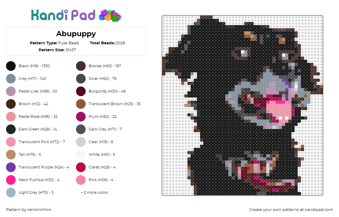 Abupuppy - Fuse Bead Pattern by kenkimihiro on Kandi Pad - og,puppy,lovable,furry,pet,personal,animal,companionship,black