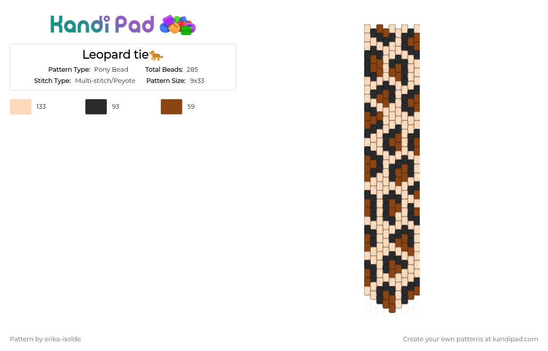 Leopard tie🐆 - Pony Bead Pattern by erika-isolde on Kandi Pad - beige, red