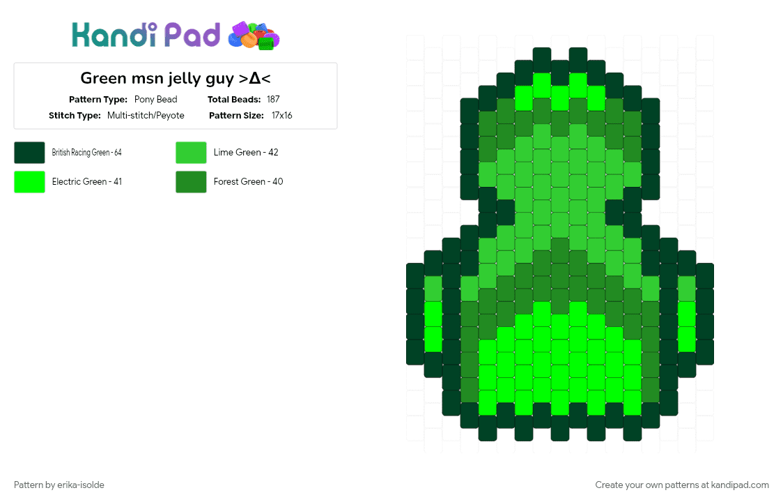 Green msn jelly guy >∆ - Pony Bead Pattern by erika-isolde on Kandi Pad - black, green