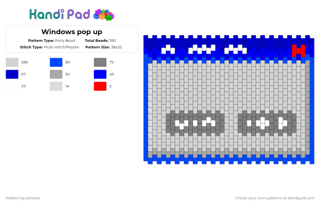 Windows pop up - Pony Bead Pattern by sznoots on Kandi Pad - blue, computer, gray, internet, purple, webcore, white, windows