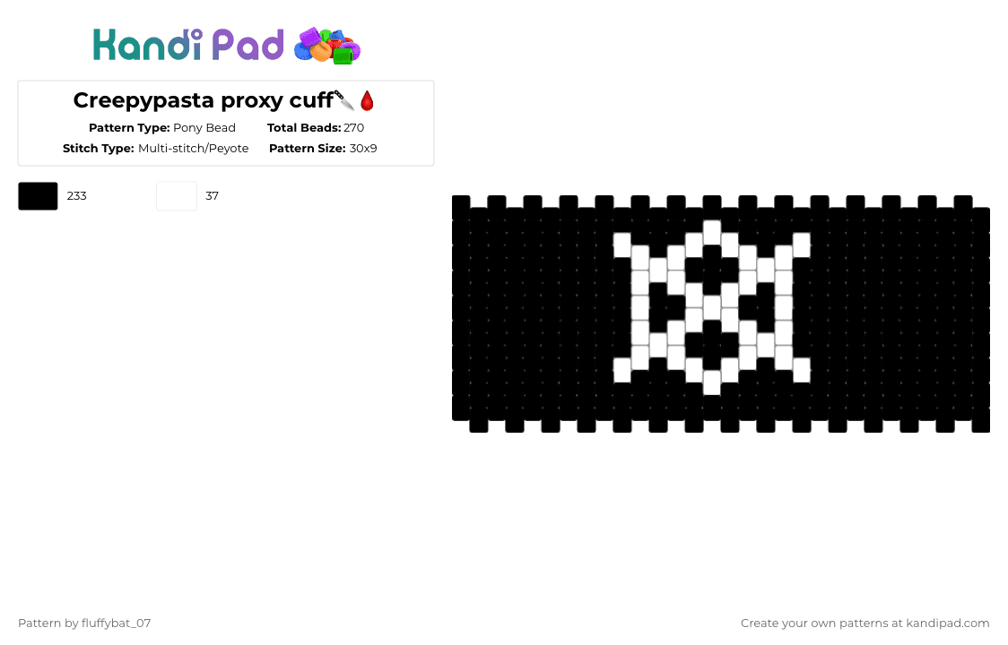 Creepypasta proxy cuff🔪🩸 - Pony Bead Pattern by fluffybat_07 on Kandi Pad - black