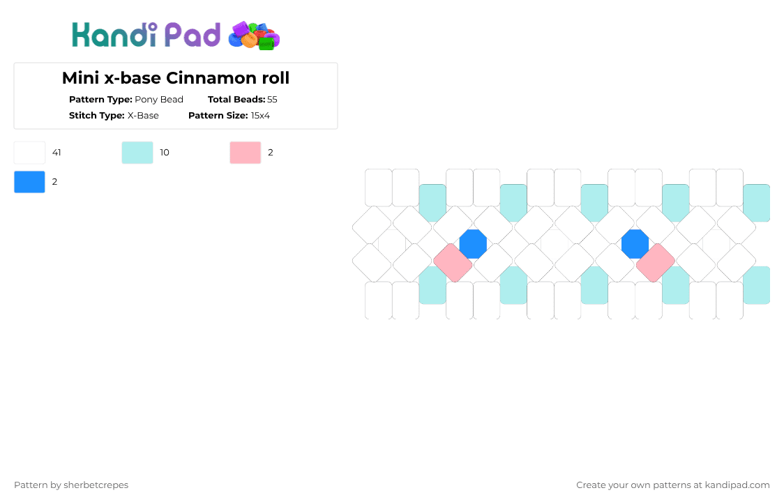 Mini x-base Cinnamon roll - Pony Bead Pattern by sherbetcrepes on Kandi Pad - white,light blue,sanrio,cinnamon roll,xbase