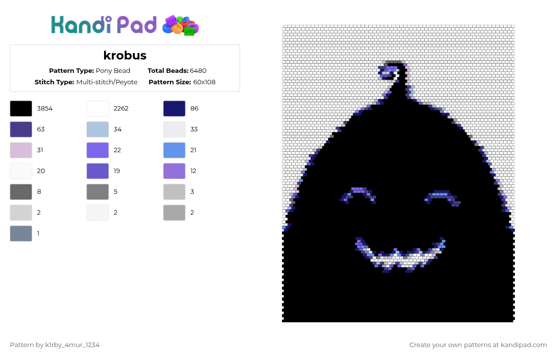krobus - Pony Bead Pattern by k1rby_4mur_1234 on Kandi Pad - black,white,light blue,purple,stardew valley,shadow brute