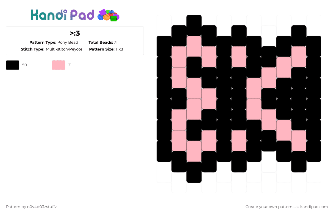 >:3 Pony Bead Pattern - Kandi Pad | Kandi Patterns, Fuse Bead Patterns ...