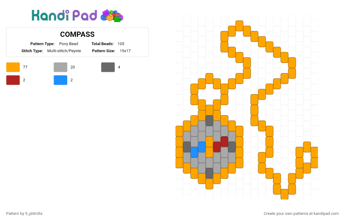 Kandi Compass COMPASS Pony Bead Pattern - Kandi Pad | Kandi Patterns, Fuse Bead ...