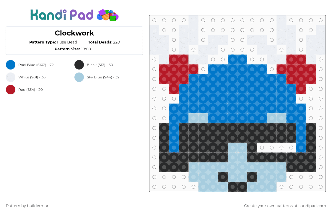 Clockwork - Fuse Bead Pattern by builderman on Kandi Pad - blue, clockwork, roblox, roblox admins
