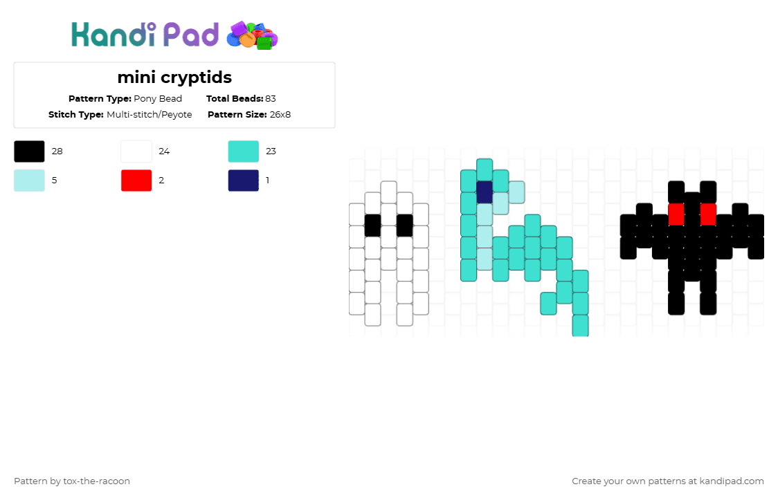mini cryptids - Pony Bead Pattern by tox-the-racoon on Kandi Pad - light blue