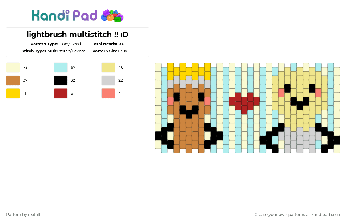 lightbrush multistitch !! :D - Pony Bead Pattern by rixitall on Kandi Pad - orange,yellow,light blue,inanimateinsanity,ii,lightbrush ii,lightbulb ii,paintbrush ii