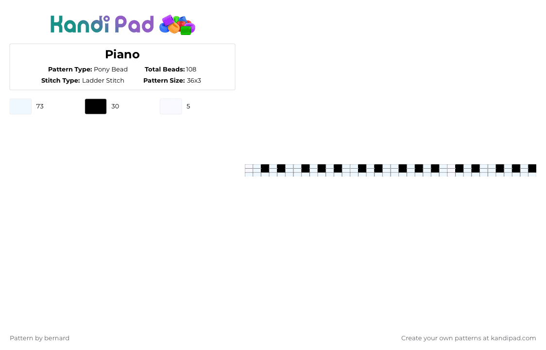 Piano - Pony Bead Pattern by bernard on Kandi Pad - black, white