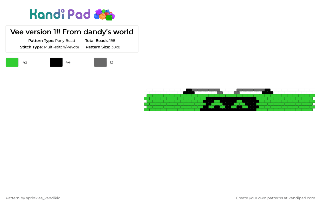Vee version 1!! From dandy’s world - Pony Bead Pattern by sprinkles_kandikid on Kandi Pad - green