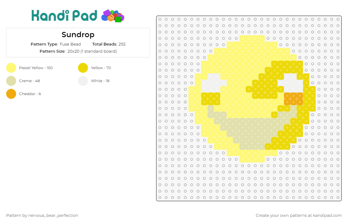 Sundrop - Fuse Bead Pattern by nervous_bear_perfection on Kandi Pad - five nights at freddys,fnaf,sundrop,video games