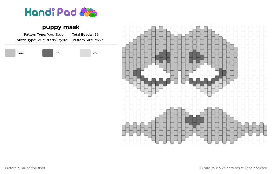puppy mask - Pony Bead Pattern by duna-the-floof on Kandi Pad - beige