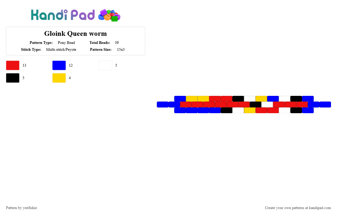 Gloink Queen worm - Pony Bead Pattern by yeefishie on Kandi Pad - purple,red,tadc,worm,the amazing digital circus,gloink queen,gloink,character,cartoon,lol