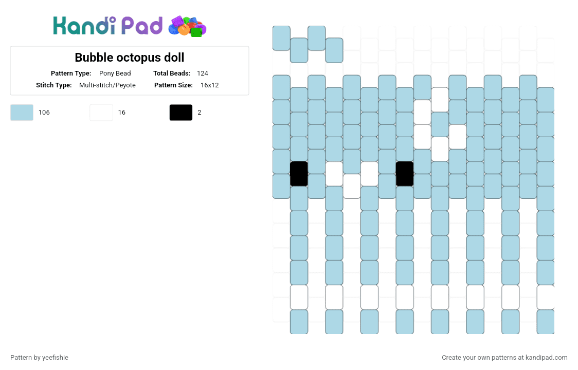 Bubble octopus doll - Pony Bead Pattern by yeefishie on Kandi Pad - light blue,tadc,the amazing digital circus,bubble,doll,octopus,cartoon,character,glitch