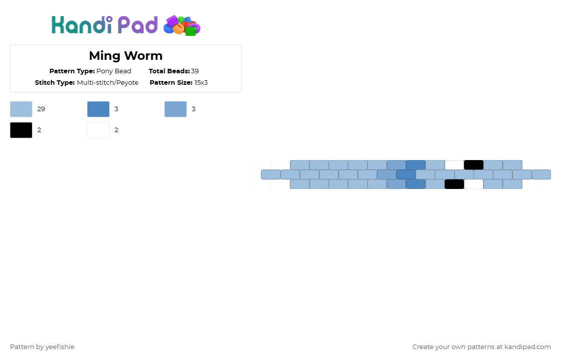 Ming Worm - Pony Bead Pattern by yeefishie on Kandi Pad - light blue,worm,ming,tadc,the amazing digital circus,cartoon,character,lol,funny
