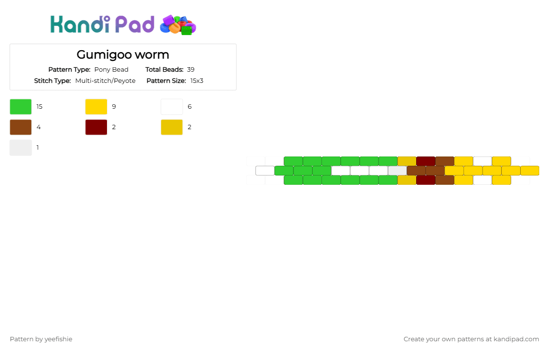 Gumigoo worm - Pony Bead Pattern by yeefishie on Kandi Pad - yellow,green,gumigoo,tadc,the amazing digital circus,character,cartoon,lol,worm,funny