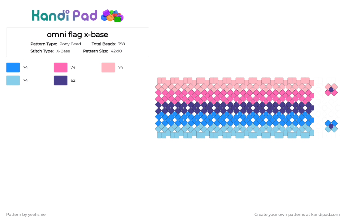 omni flag x-base - Pony Bead Pattern by yeefishie on Kandi Pad - light blue,pink,xbase,pride,flag,omni,omnisexual,omniromantic,lgbtqia,cuff