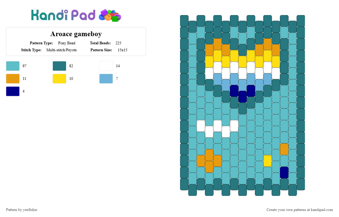 Aroace gameboy - Pony Bead Pattern by yeefishie on Kandi Pad - ace, aro, aroace, flag, gameboy, lgbtqia, pride, teal, videogame
