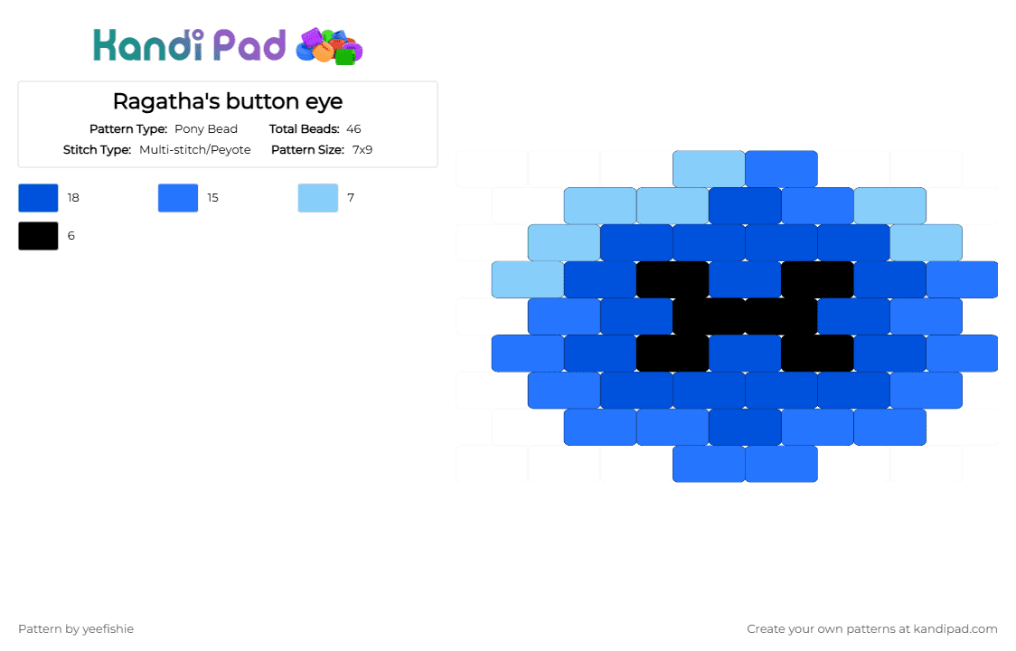 Ragatha\'s button eye - Pony Bead Pattern by yeefishie on Kandi Pad - blue,tadc,ragatha,button,charm,the amazing digital circus,character,cartoon
