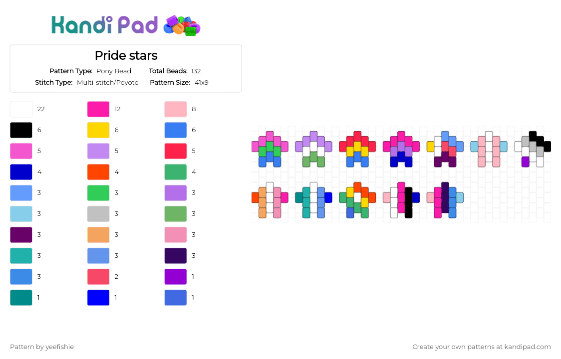 Pride stars - Pony Bead Pattern by yeefishie on Kandi Pad - pink,light blue,purple,colorful,pride,lgbtqia,lgbt,star,flag,charm,queer,pride month