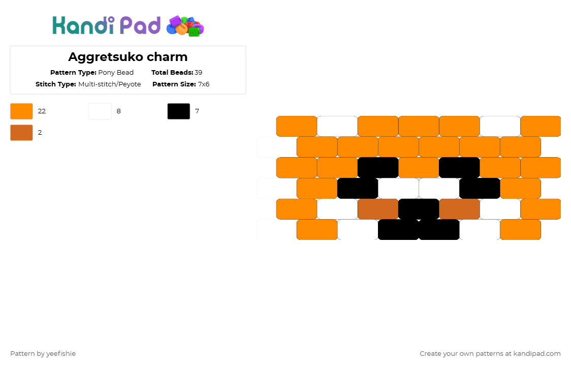 Aggretsuko charm - Pony Bead Pattern by yeefishie on Kandi Pad - orange,red panda,charm,sanrio,hello kitty,cartoon,character,cute