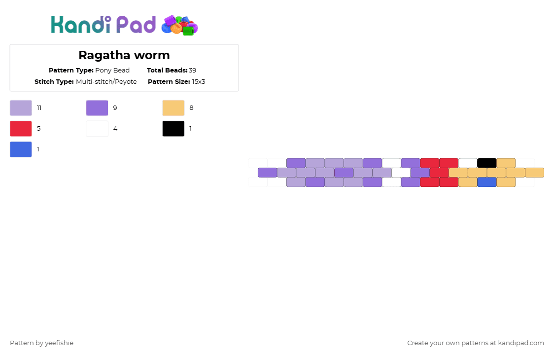 Ragatha worm - Pony Bead Pattern by yeefishie on Kandi Pad - yellow,purple,pink,tadc,the amazing digital circus,worm,funny,lol,ragatha,character,cartoon