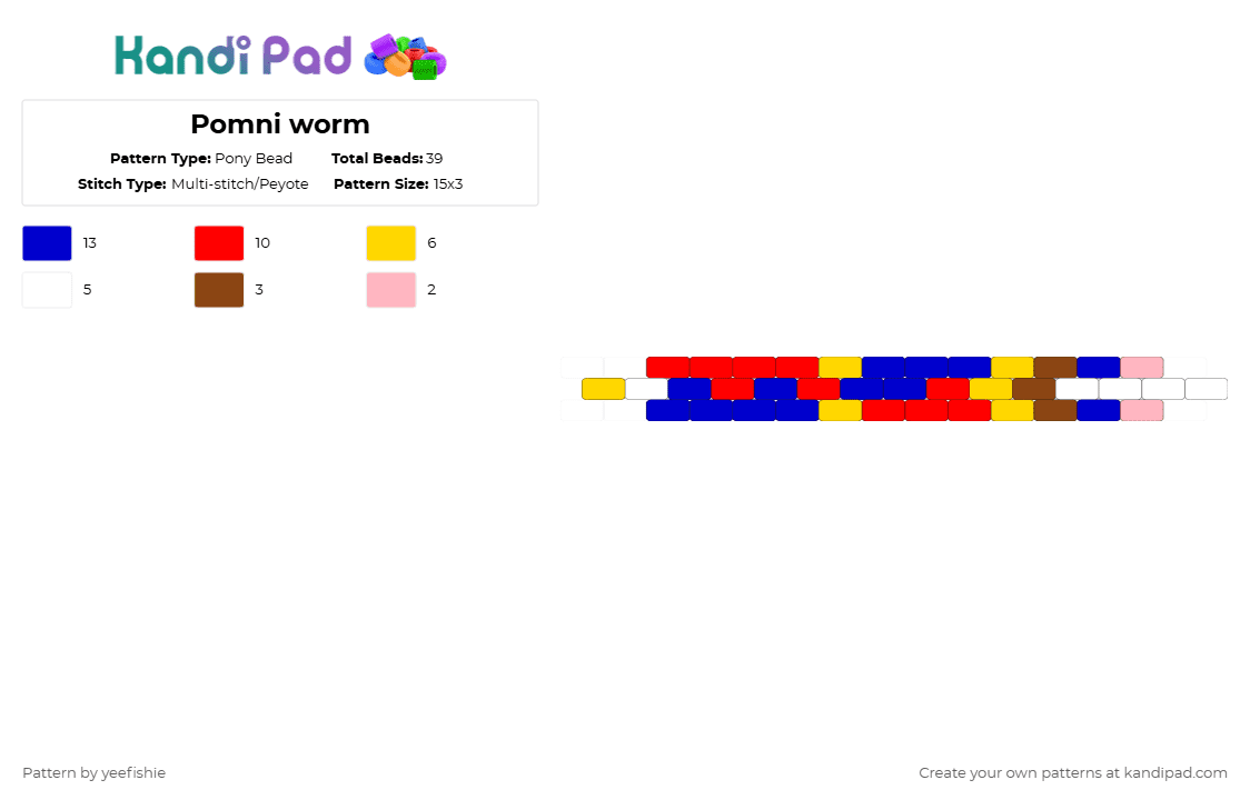 Pomni worm - Pony Bead Pattern by yeefishie on Kandi Pad - red,purple,tadc,the amazing digital circus,cartoon,character,worm,pomni,lol,funny